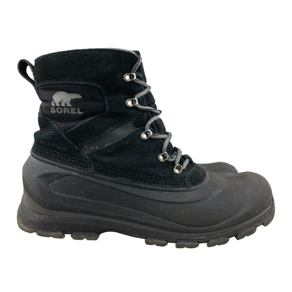 Sorel Men's Size 9 Buxton Black Suede Fleece Waterproof Lace-Up Winter Boots